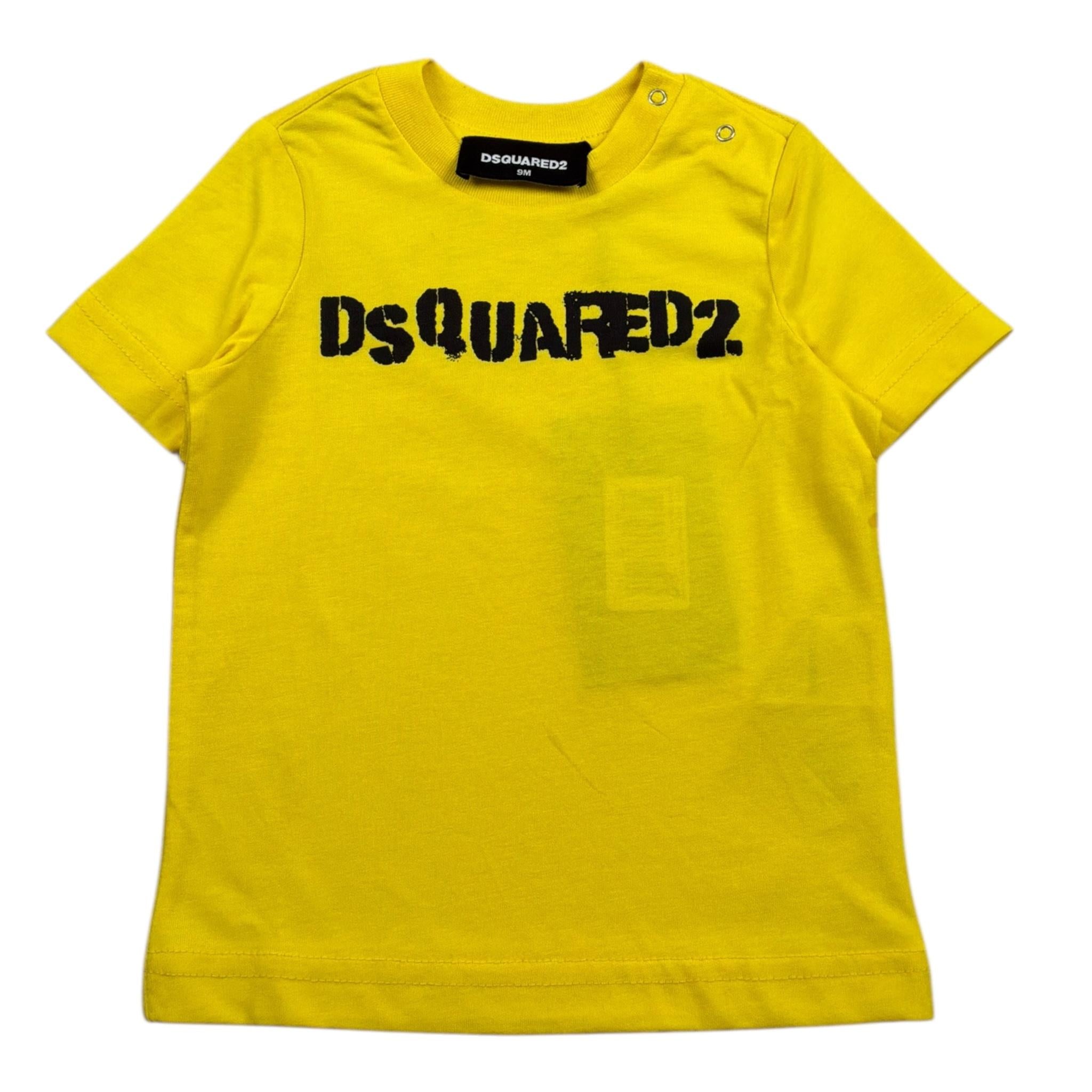 Dsquared2 T-Shirt Girocollo Tinta Unita con Stampa per Neonato DQ042R GIALLO DSQUARED2 