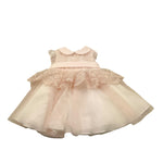 Barcellino Abito Cerimonia Tinta Unita con Tulle E Colletto per Neonata 120725 ROSA BARCELLINO 
