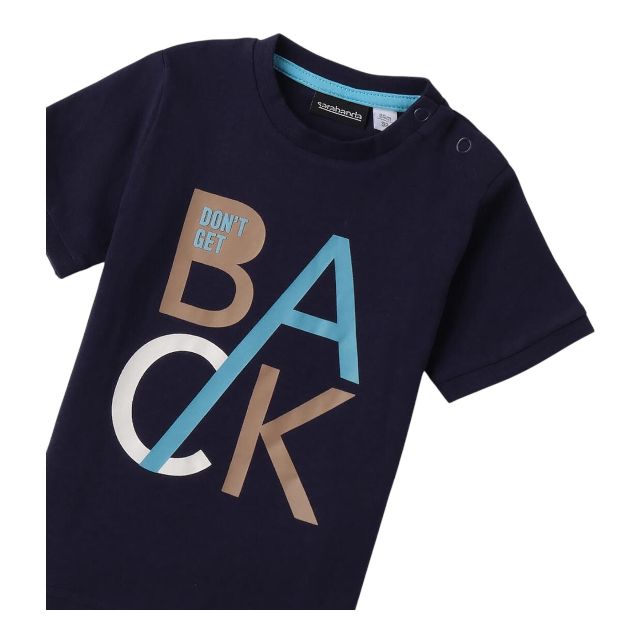 Sarabanda T-Shirt Tinta Unita con Stampa per Neonato 0B138 BLU SARABANDA 