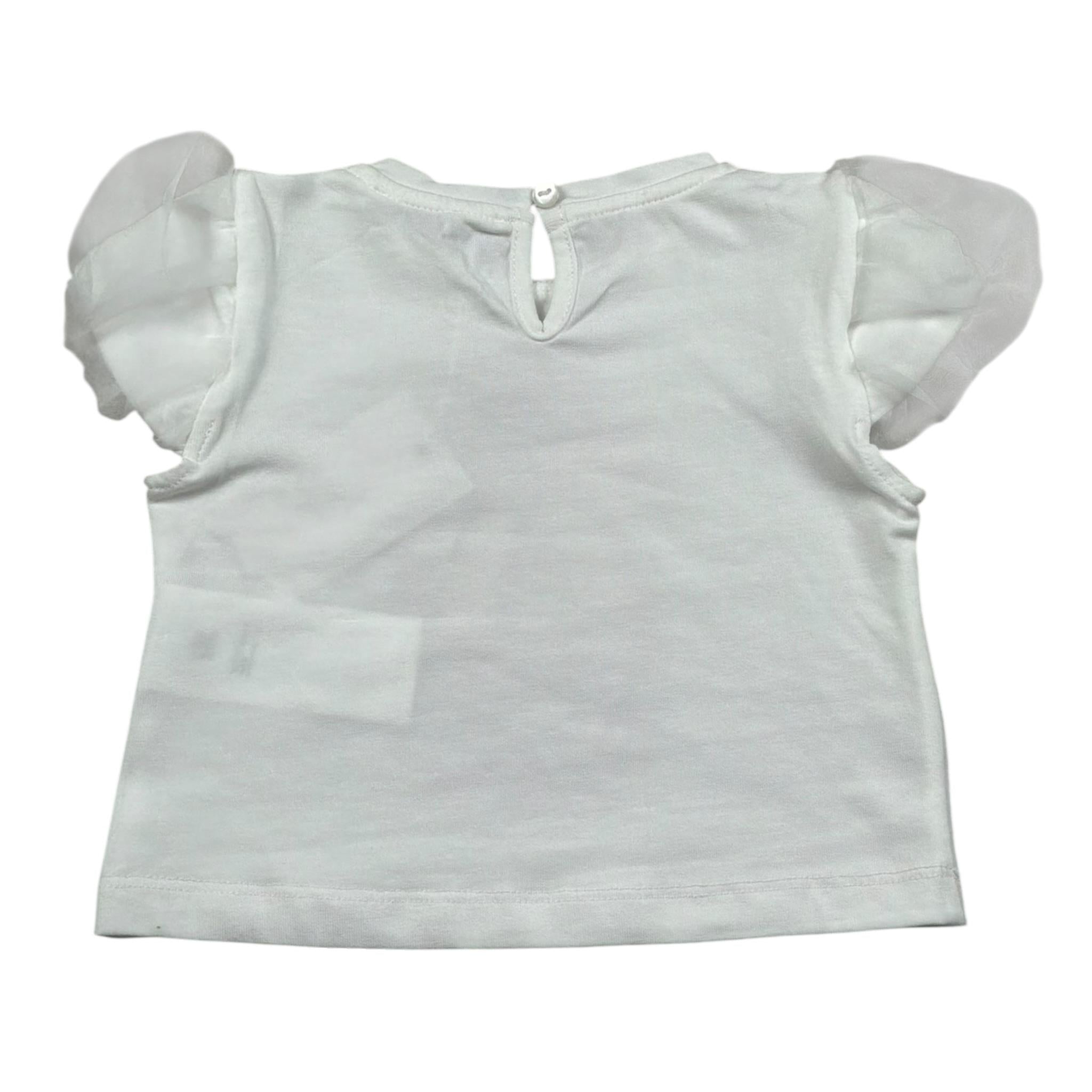 M+E' T-Shirt Girocollo Tinta Unita con Stampa per Neonata UE1856X BIANCO M+E' 