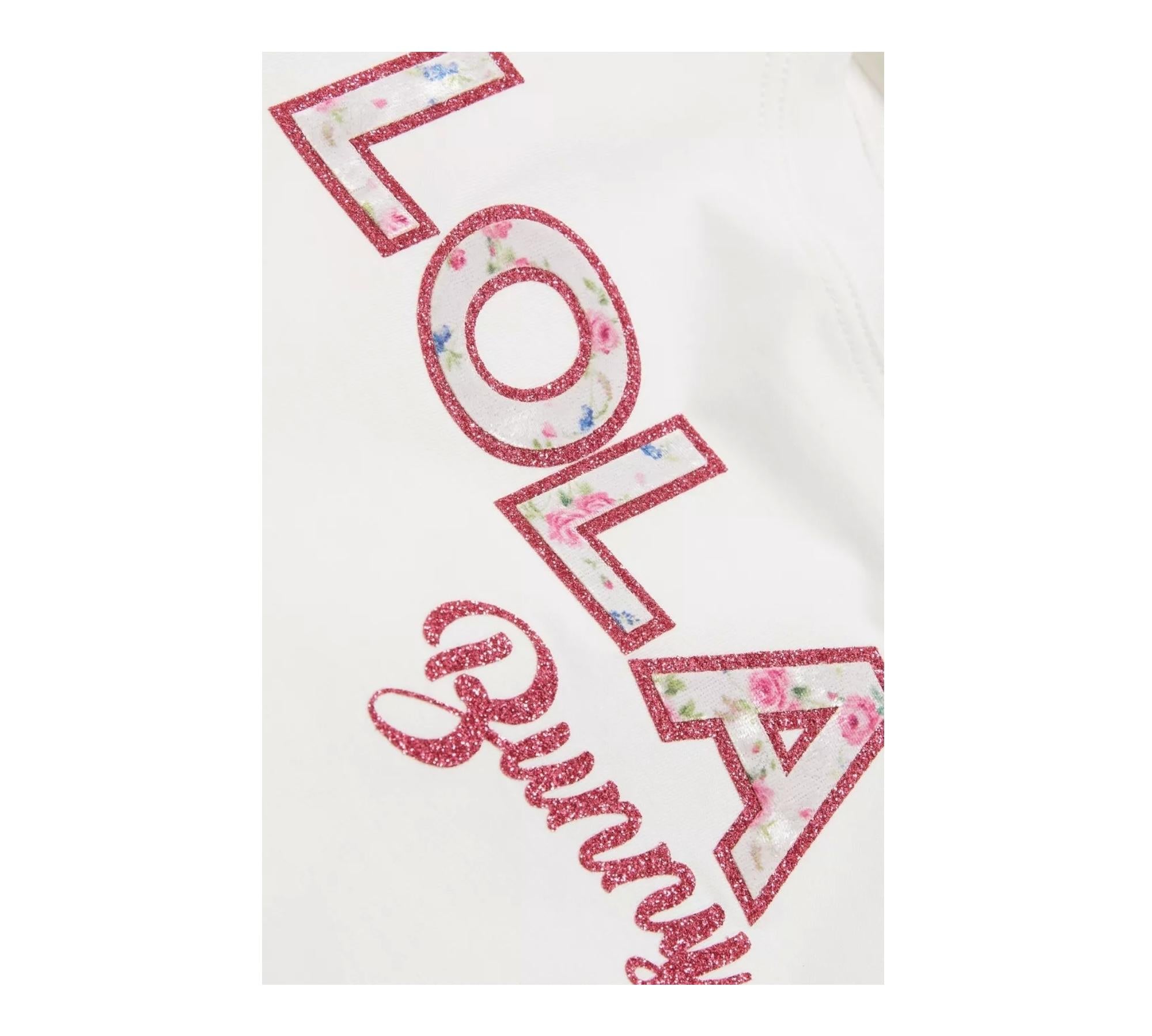 Monnalisa Canotta Girocollo Tinta Unita con Stampa per Bambina 113607AF BIANCO MONNALISA 