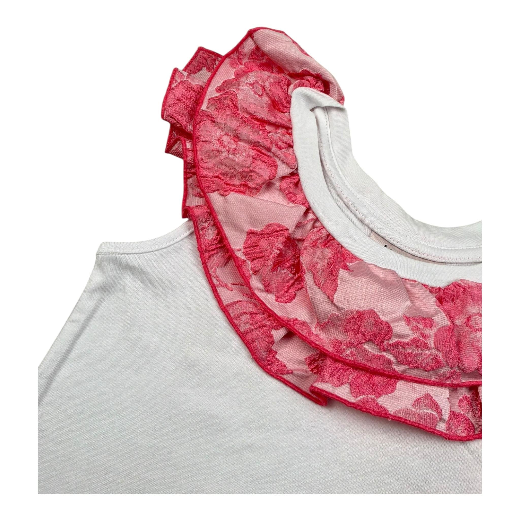 Mariuccia Canotta Tinta Unita con Colletto Rouches per Bambina MMBC381 BIANCO MARIUCCIA 