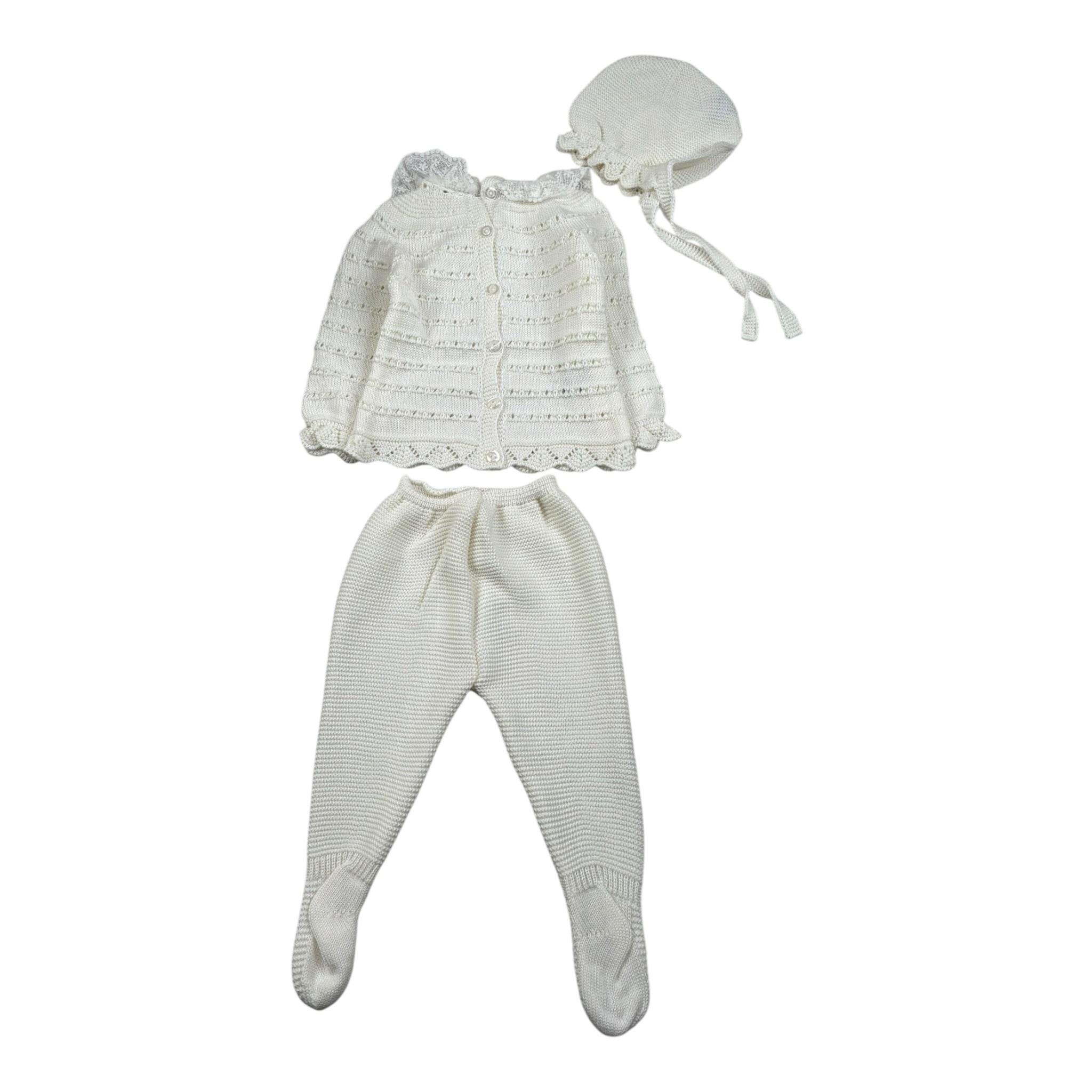 Juliana Completo 3 Pezzi Maglia-Ghettina-Cappello Panna per Neonata 25037 PANNA JULIANA 