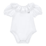 Monnalisa Body Tinta Unita Mezza Manica con Rouches per Neonata 37E300 BIANCO MONNALISA 