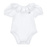 Monnalisa Body Tinta Unita Mezza Manica con Rouches per Neonata 37E300 BIANCO MONNALISA 