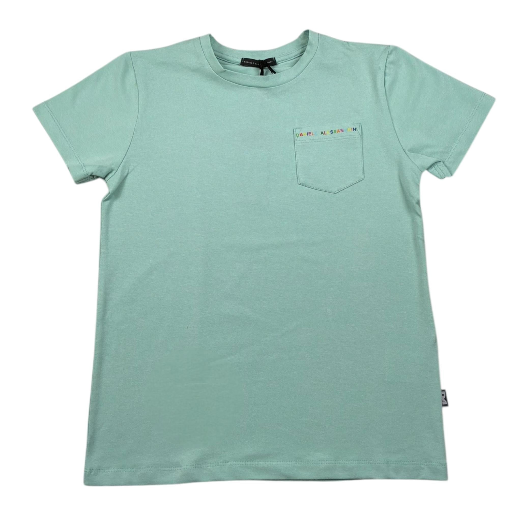 Daniele Alessandrini T-Shirt Girocollo Tinta Unita con Taschino per Bambino 1236M00007 VERDE DANIELE ALESSANDRINI 