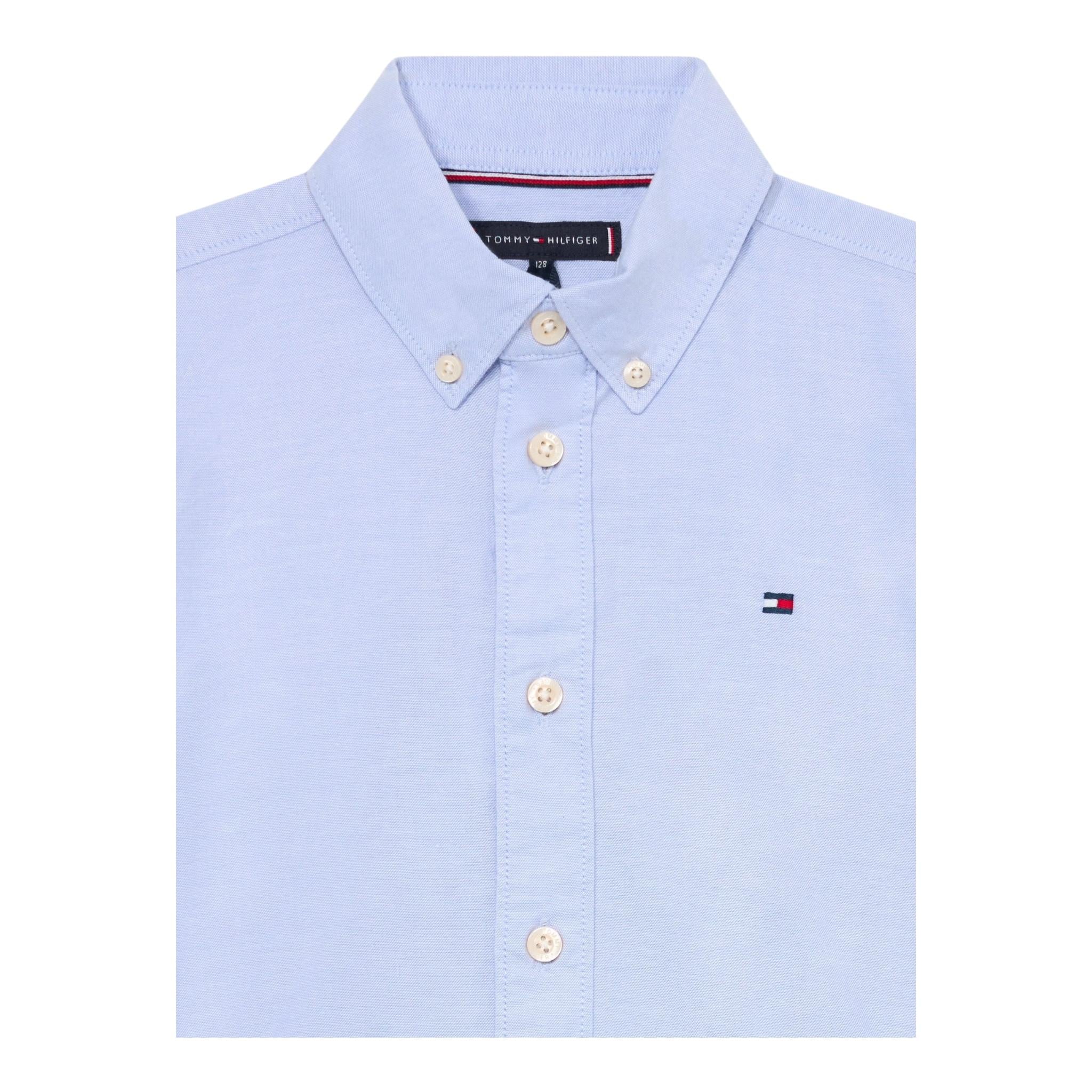 Tommy Hilfiger Camicia Manica Lunga Tinta Unita per Bambino KB0KB08728 AZZURRO TOMMY HILFIGER 