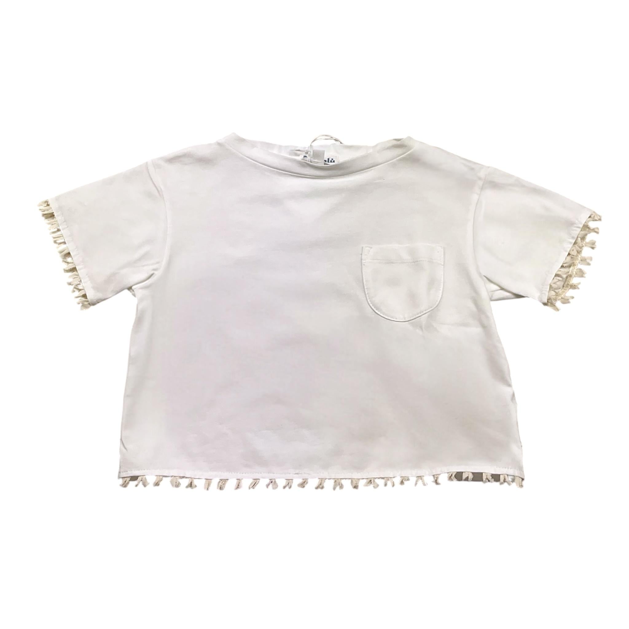 Lalalu' T-Shirt Tinta Unita Girocollo con Taschino per Bambina TSL80PB BIANCO LALALU' 