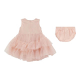 Guess Abito Giromanica Tinta Unita con Tulle E Culotte per Neonata A4RK03KC3F00 ROSA GUESS 