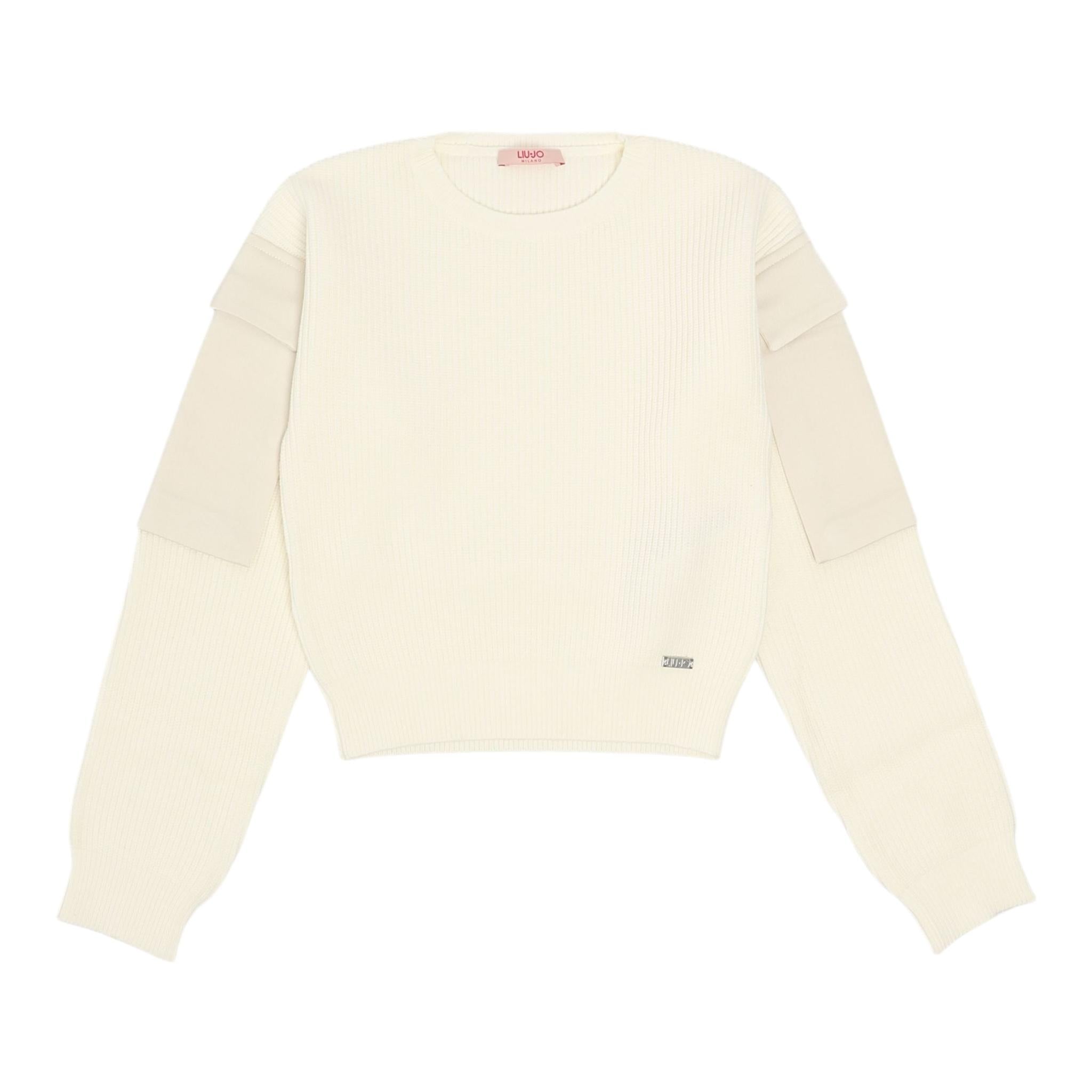 LIU JO maglia girocollo tinta unita con tasche alle maniche Panna per Bambina GF4215XX PANNA LIU JO 