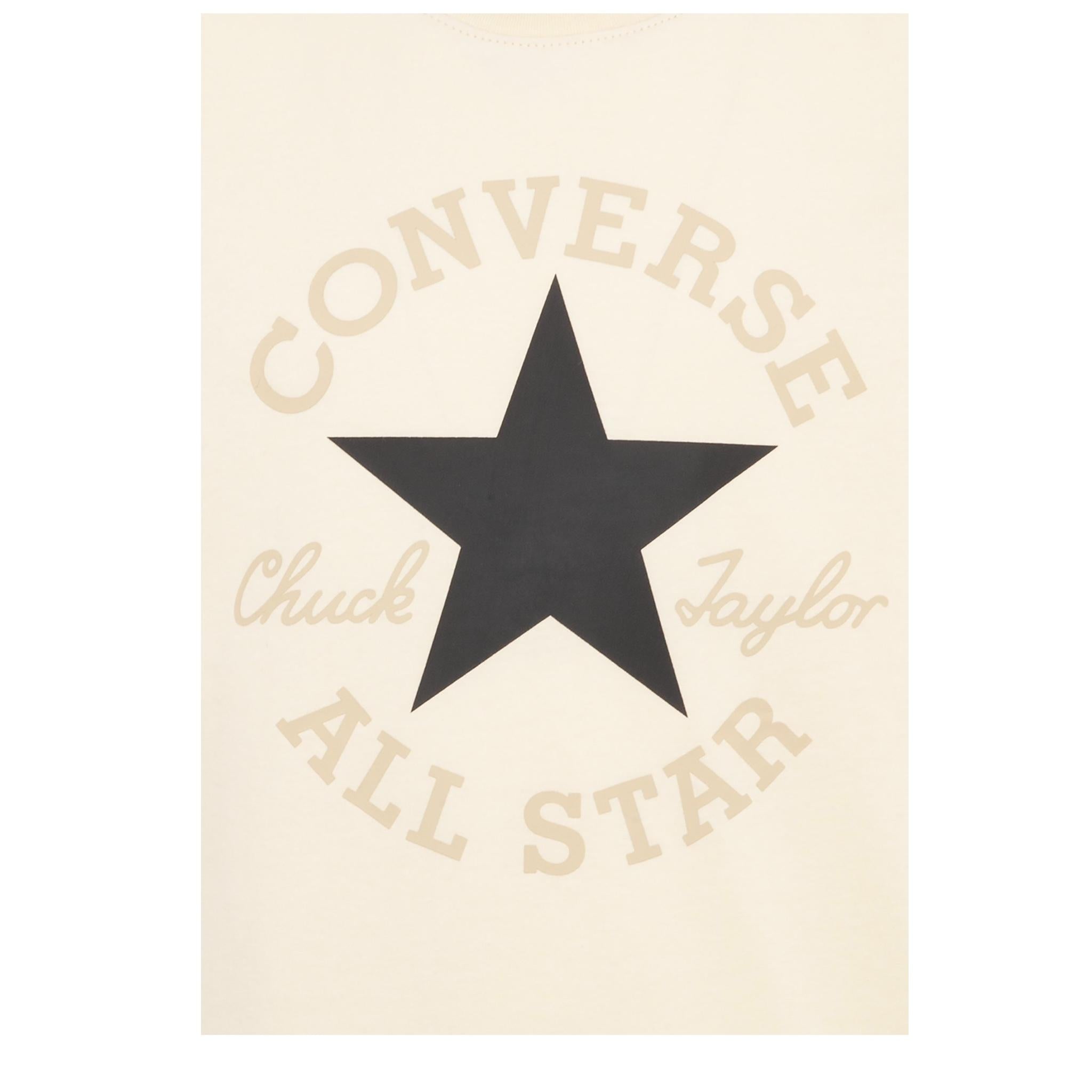 Converse T-Shirt Girocollo Tinta Unita con Logo per Bambino 9CD483 BEIGE CONVERSE 