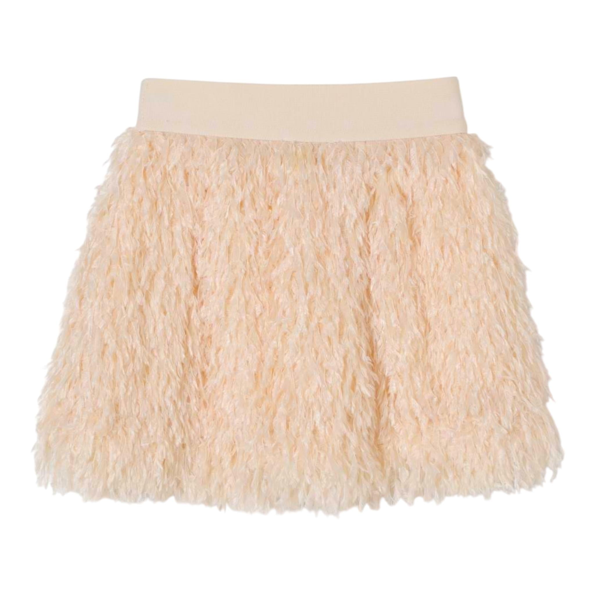 MISS BLUMARINE gonna tinta unita in pelliccia con logo Avorio per Bambina IF4074 AVORIO MISS BLUMARINE 