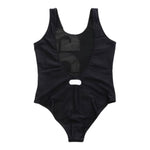 Gcds Costume Intero Tinta Unita con Stampa per Bambina 027966 NERO GCDS 