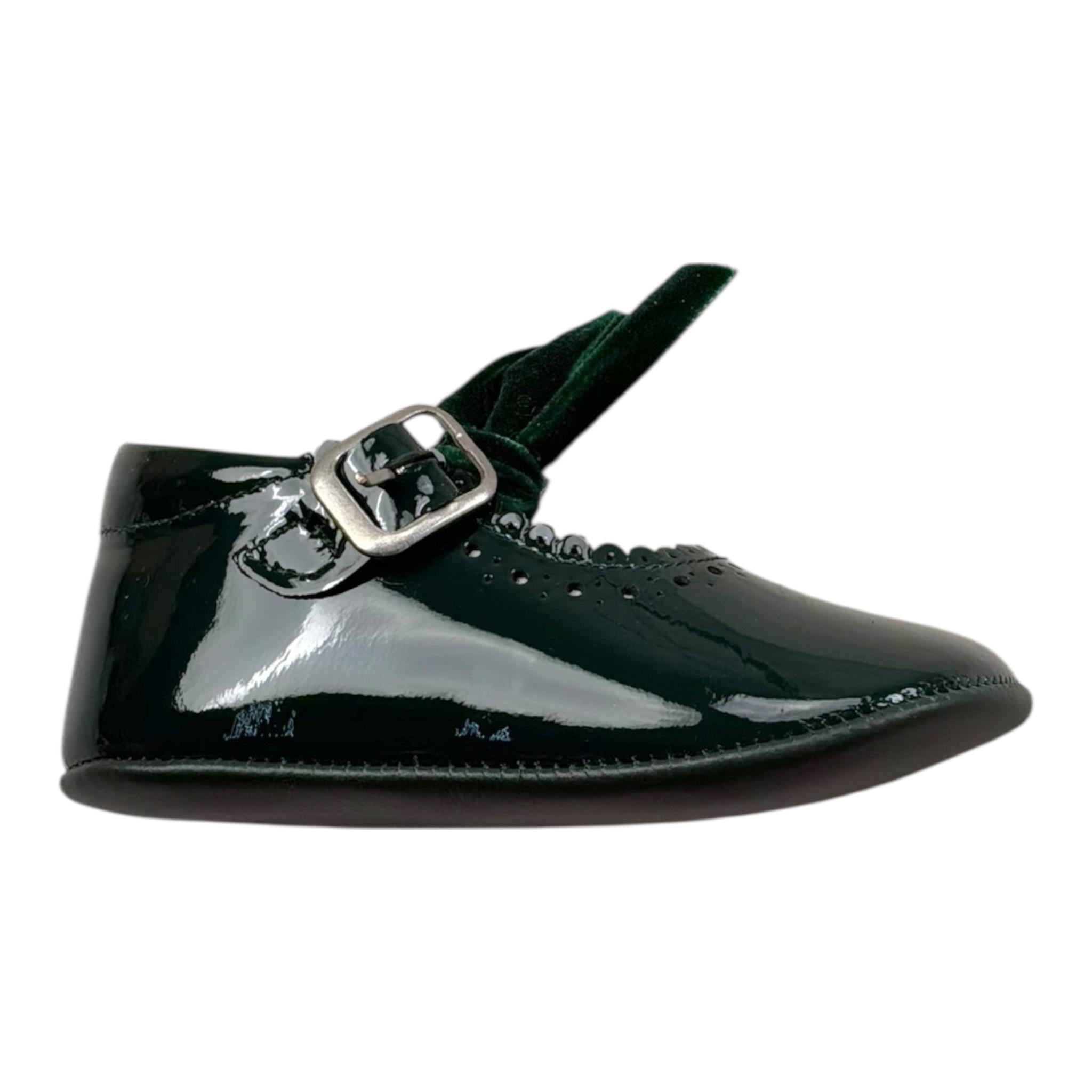 Indice Ballerina Tinta Unita con Fibia E Fiocco per Neonata 346 VERDE INDICE 