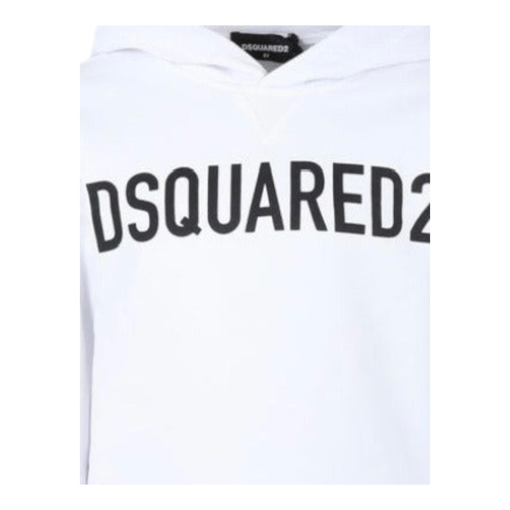 DSQUARED2 felpa tinta unita con stampa e cappuccio Bianco per Bambino DQ2613 BIANCO DSQUARED2 