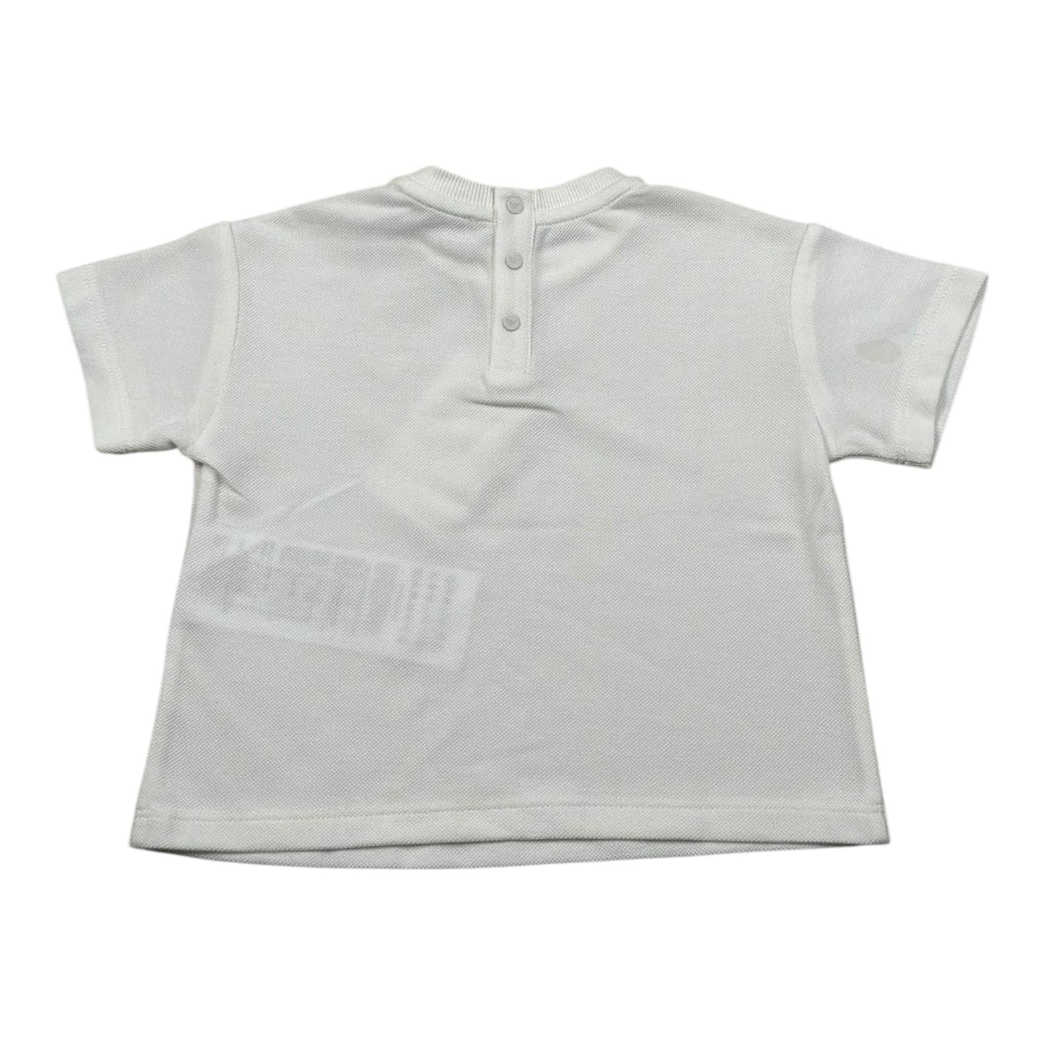 Emporio Armani T-Shirt Girocollo Tinta Unita con Logo per Neonato EB000375 PANNA EMPORIO ARMANI 