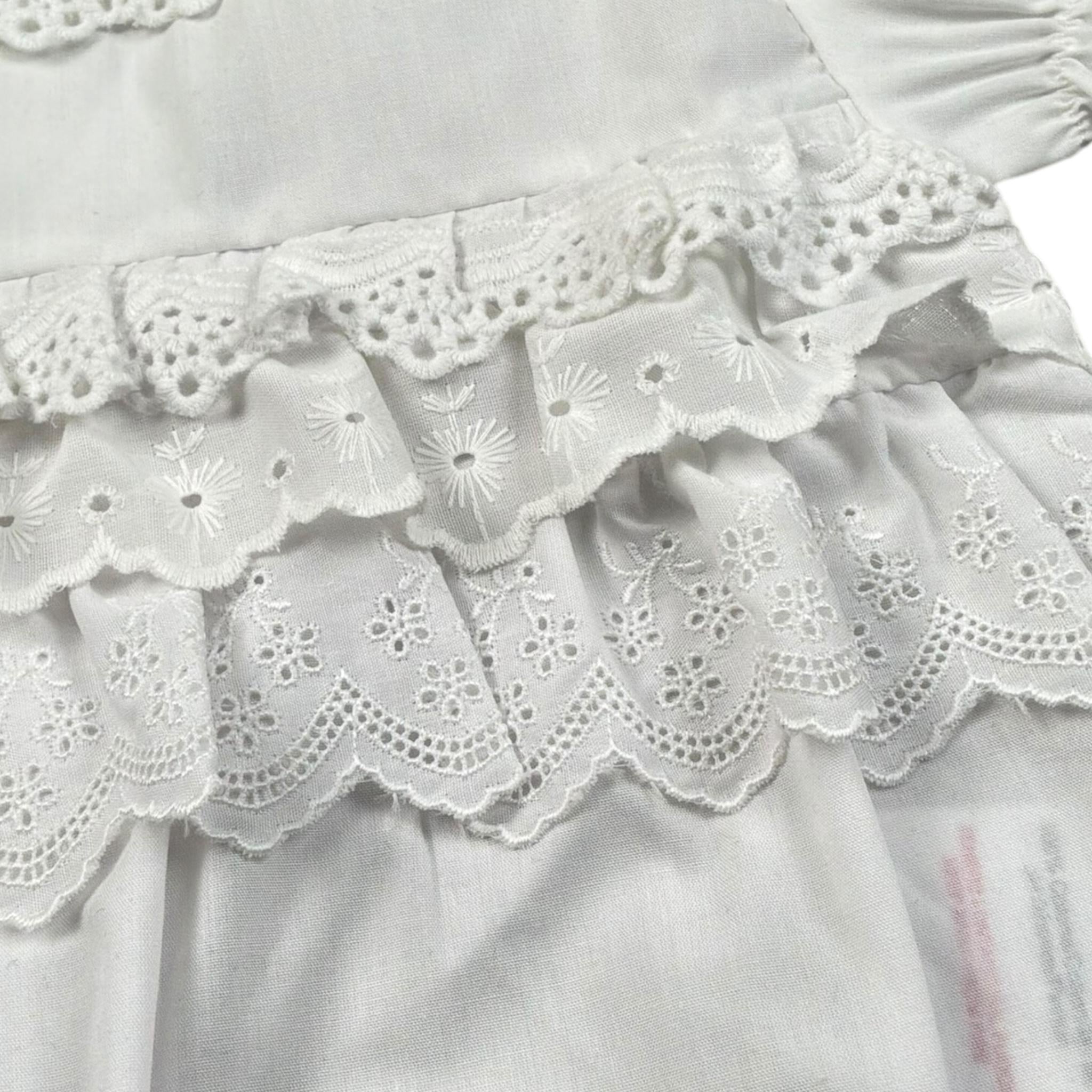 Nanan Pagliaccetto Tinta Unita con Ricami per Neonata E2049403B BIANCO NANAN 