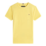 Tommy Hilfiger T-Shirt Girocollo Tinta Unita con Logo per Bambino KB0KB06879X GIALLO TOMMY HILFIGER 