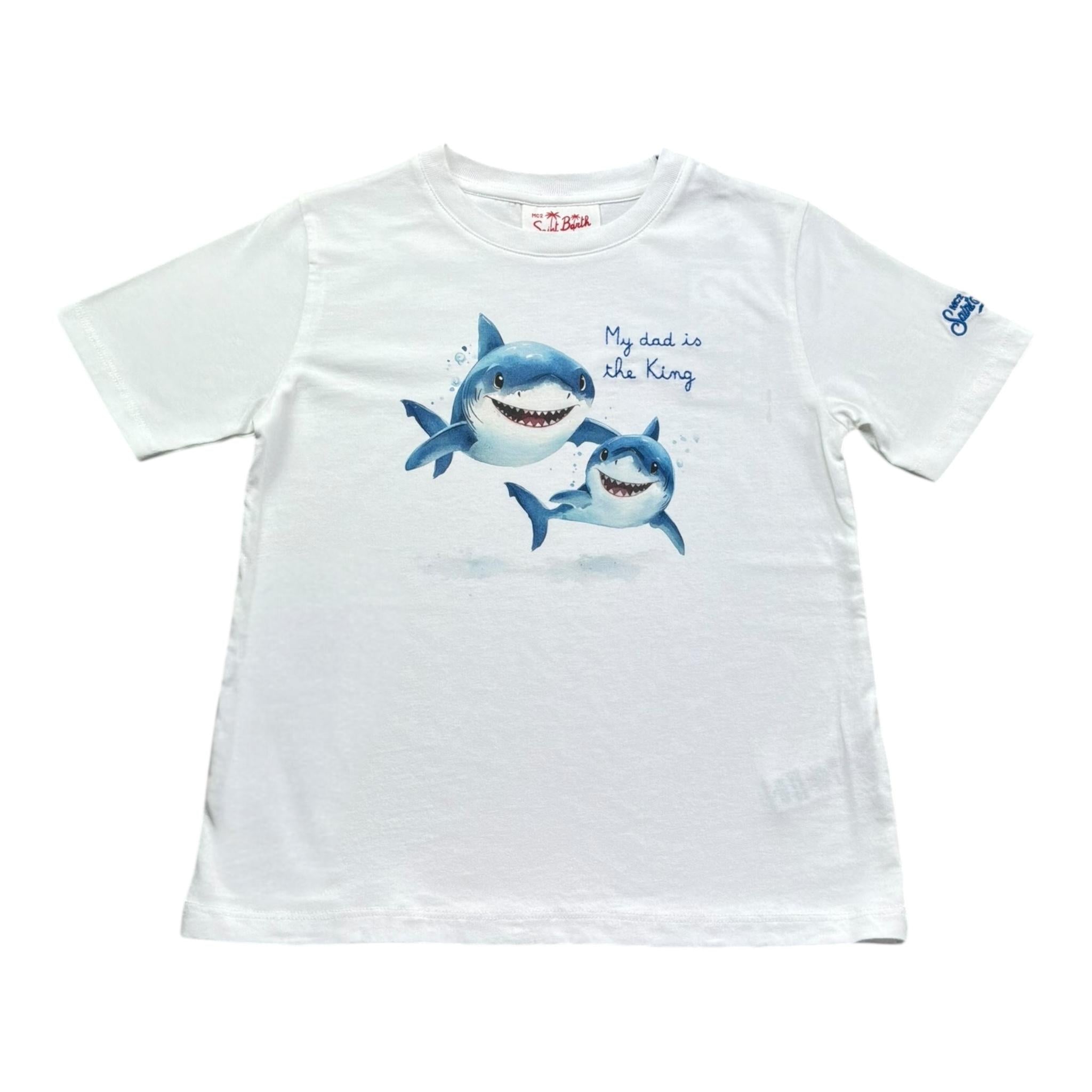 Saint Barth T-Shirt Girocollo Tinta Unita con Stampa per Bambino 00161L BIANCO SAINT BARTH 