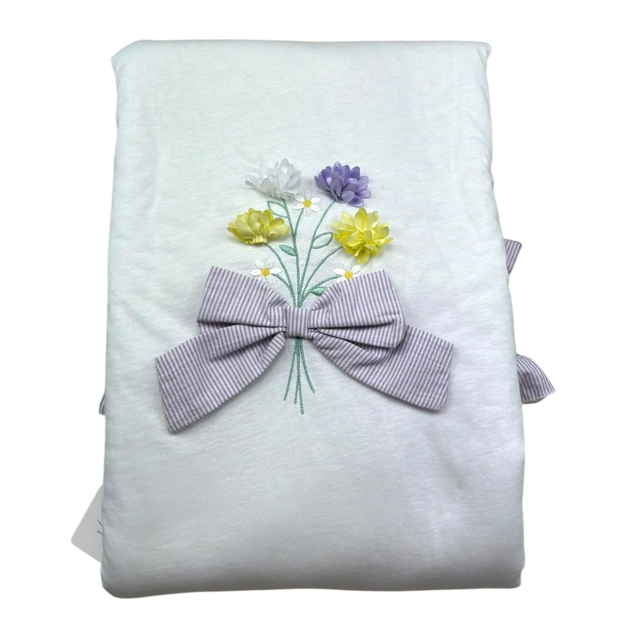 Isabel & Martinez Coperta Tinta Unita con Ricami In Contrasto per Neonata IM25N427 BIANCO ISABEL & MARTINEZ 