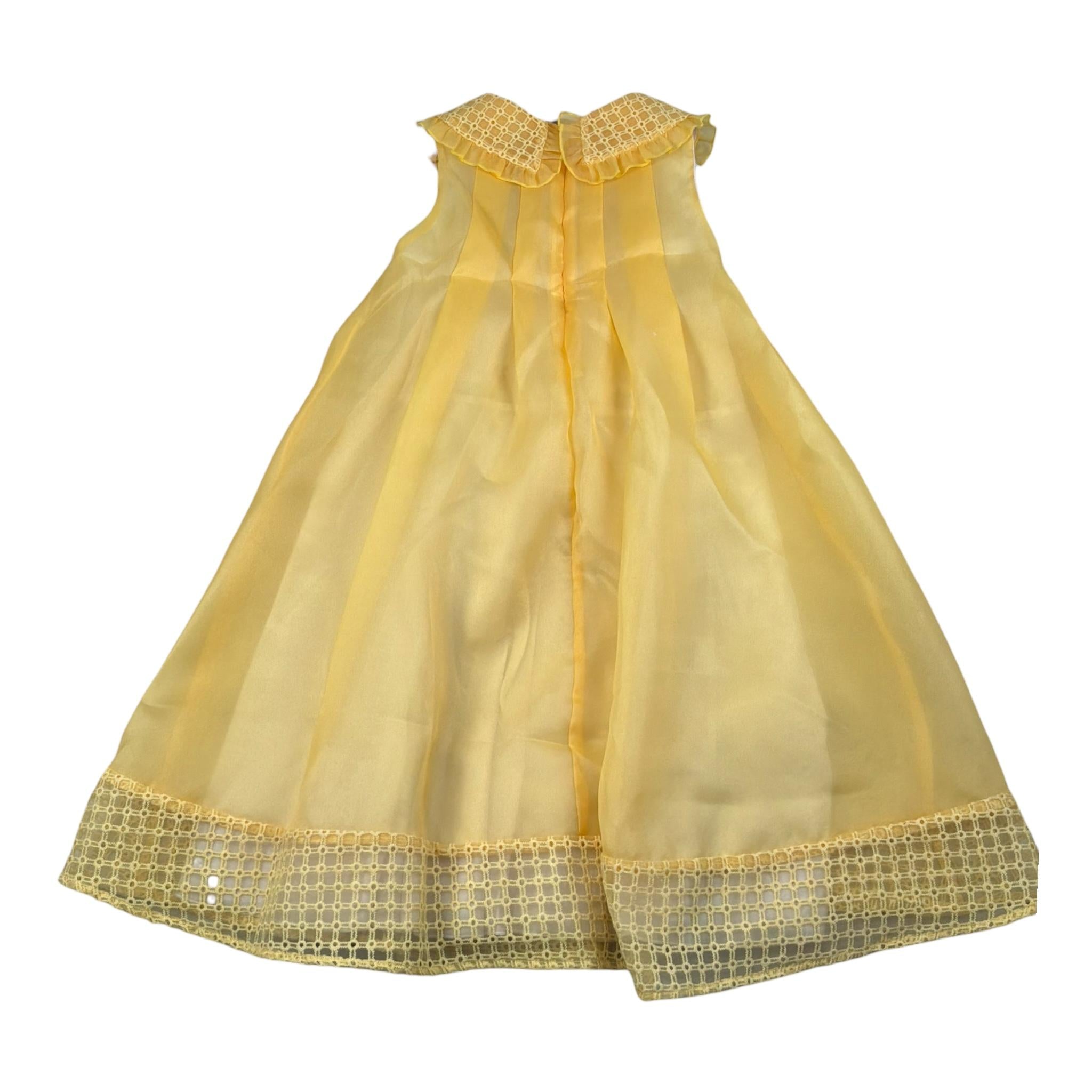 A' La Page Abito Giromanica Tinta Unita con Ricami per Bambina ERICA GIALLO A' LA PAGE 