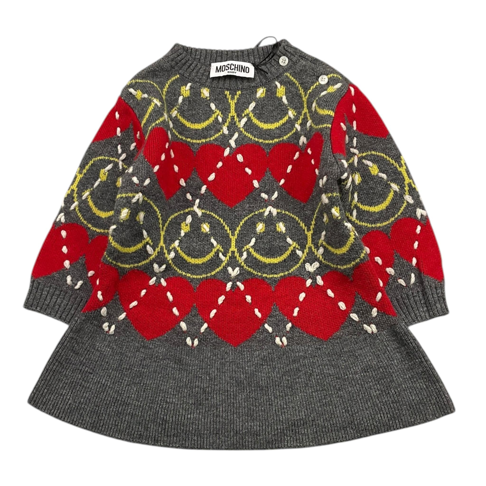 MOSCHINO abito in maglia tinta unita con fantasia Grigio per Neonata MDV0D2 GRIGIO MOSCHINO 