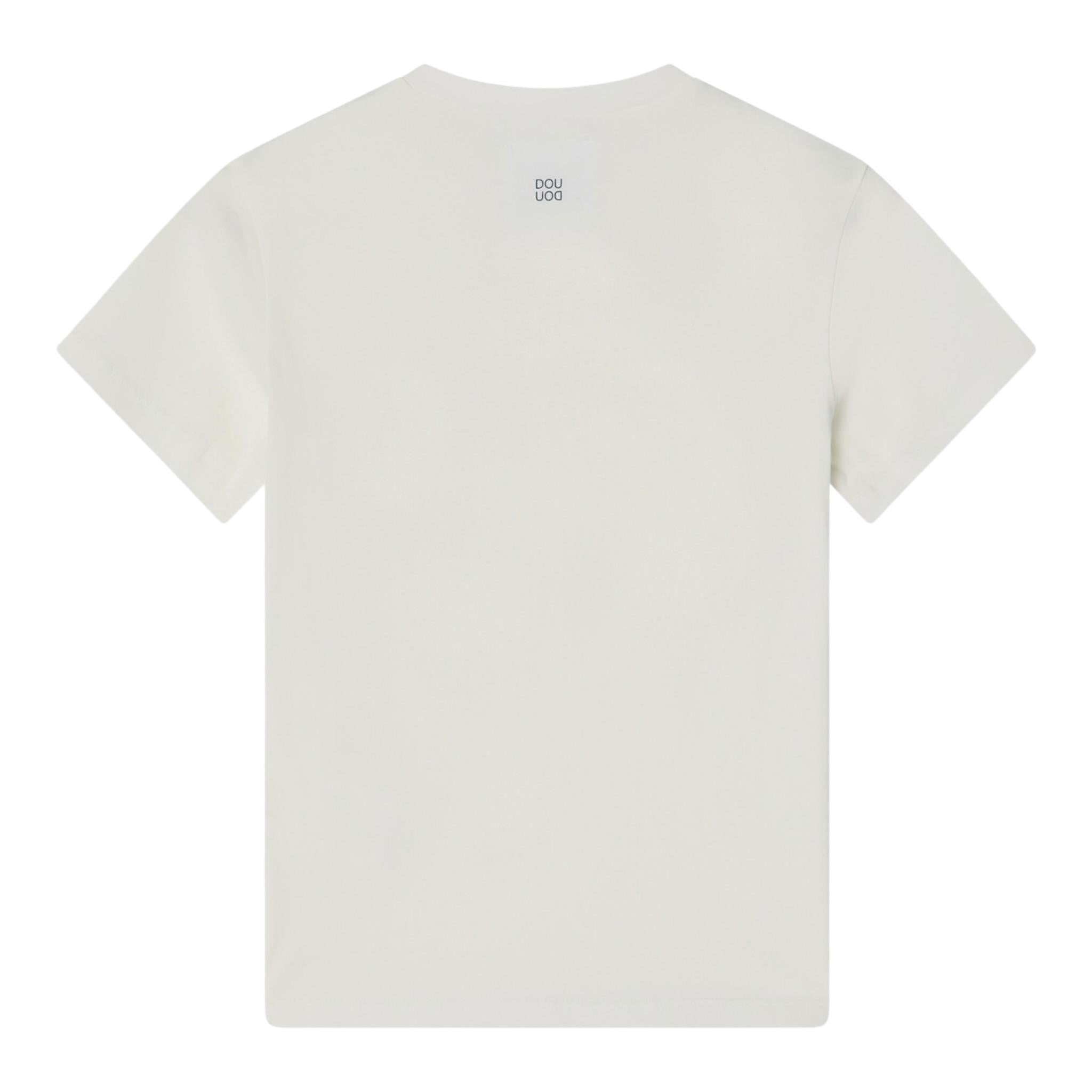 Dou Dou T-Shirt Girocollo Tinta Unita con Stampa per Bambina DW8P81X BIANCO DOU DOU 