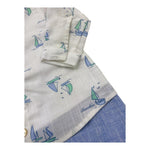 Barcellino Tutina Bicolore con Fantasia Barche per Neonato 100401 BIANC/AZZURRO BARCELLINO 