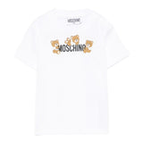 Moschino T-Shirt Girocollo Tinta Unita con Orso per Bambino MUM04A BIANCO MOSCHINO 