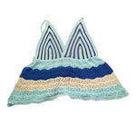 Please Top In Filo Tricolore con Bretelle per Bambina NB17230G72 AZZURRO PLEASE 