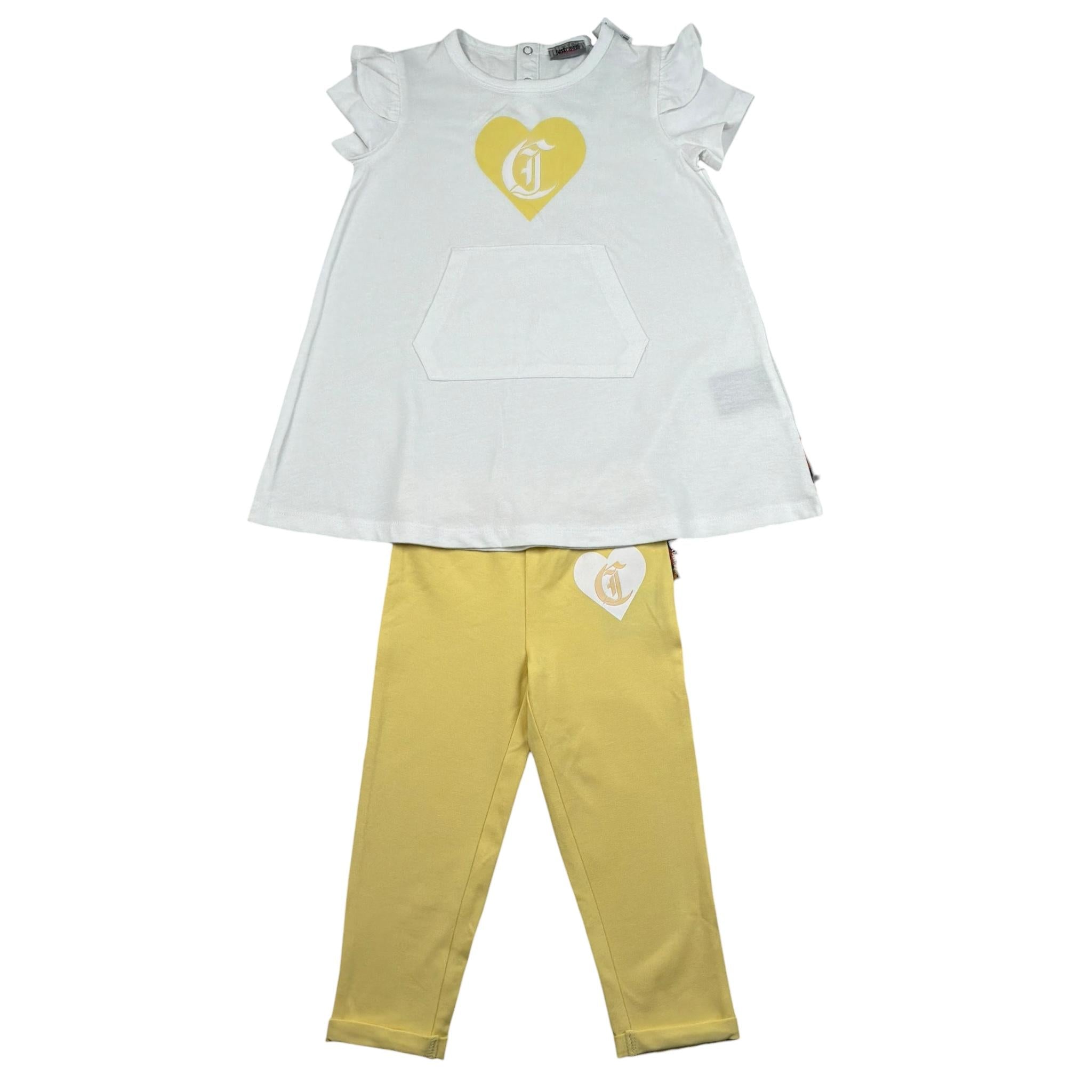 completo 2 pezzi t-shirt-leggins bicolore JIP26076VE BIANCO/GIALLO JUST CAVALLI 