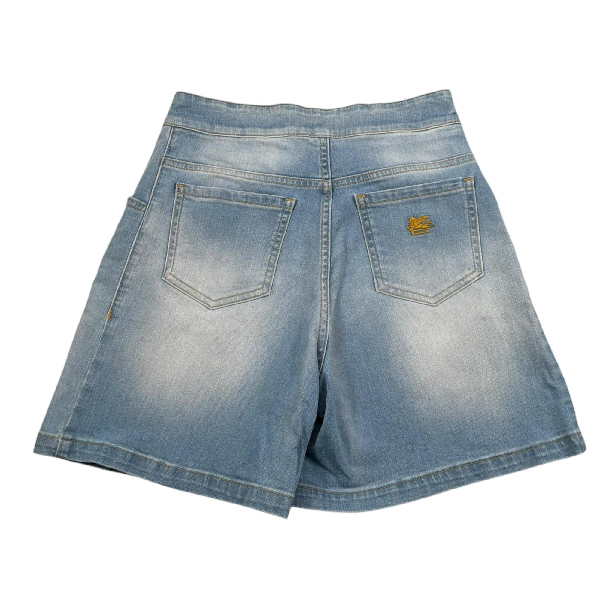 Etro Short Tinta Unita In Denim per Bambina GW6A49X AZZURRO ETRO 