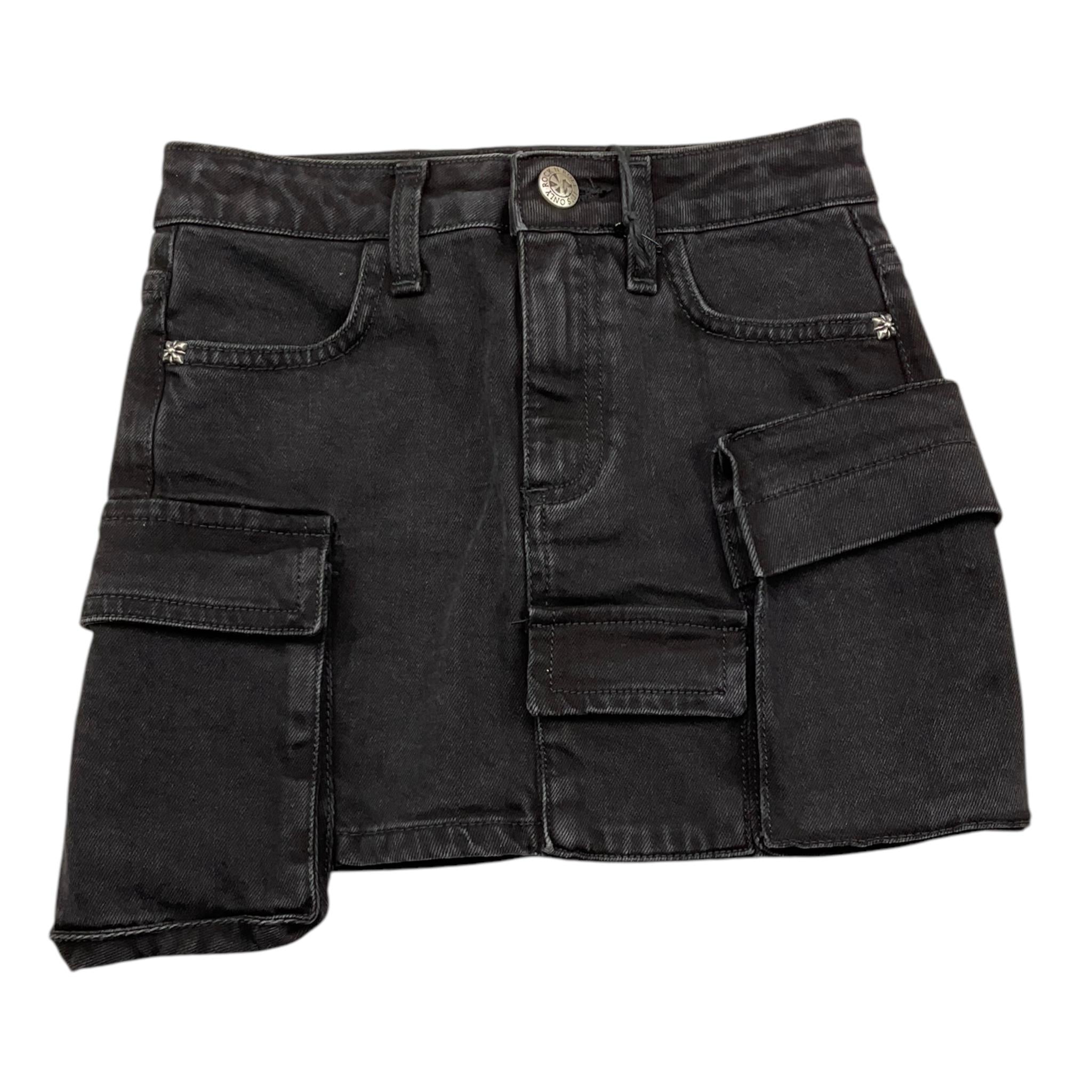 JOHN RICHMOND gonna in denim tinta unita con tasconi Nero per Bambina RGA25218GO NERO JOHN RICHMOND 