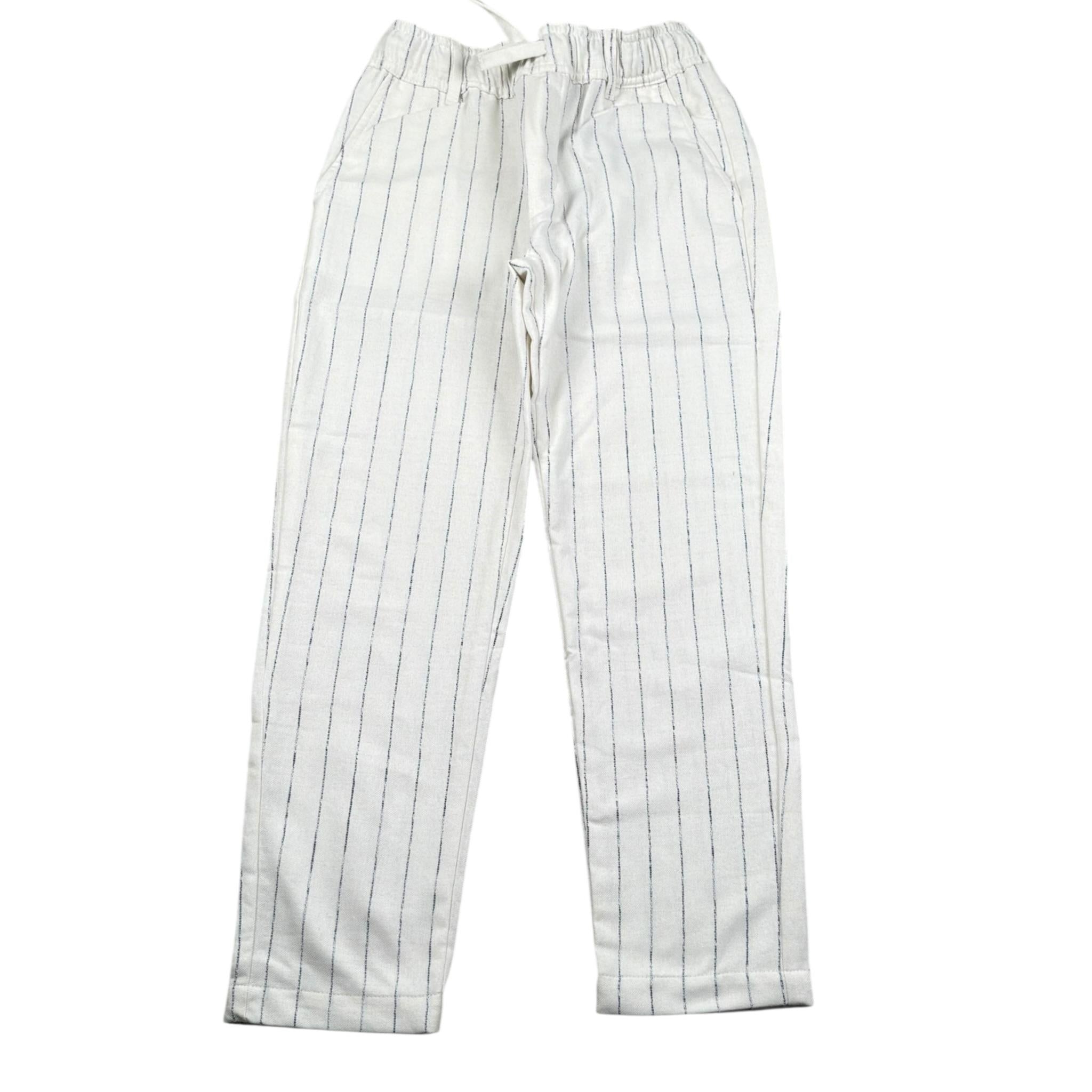 Please Pantalone Tinta Unita con Fantasia A Righe per Bambino PE75131B73 PANNA PLEASE 