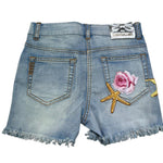 Monnalisa Short In Denim Tinta Unita con Ricami per Bambina 191403R2 AZZURRO MONNALISA 