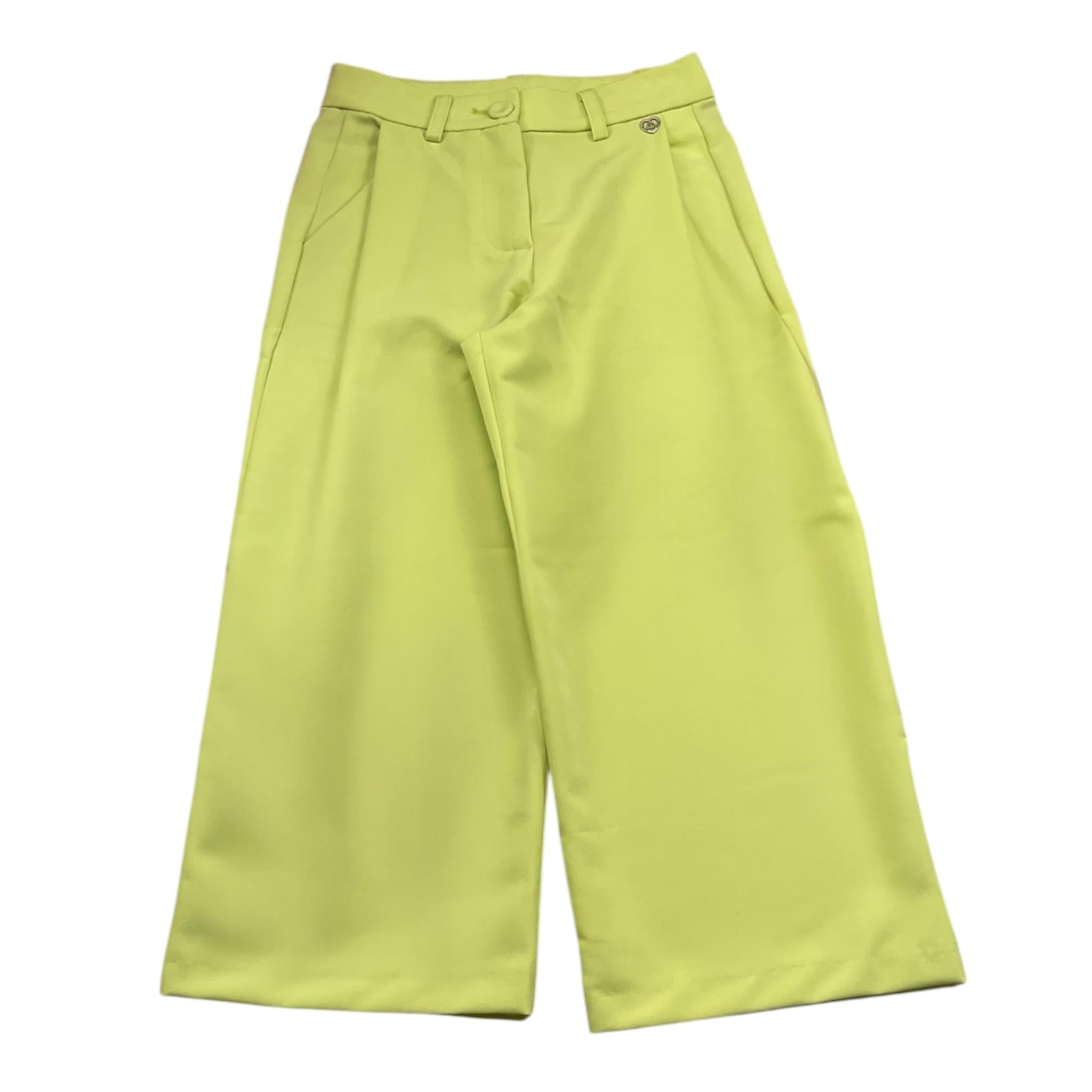 Please Pantalone Tinta Unita Modello A Palazzo per Bambina PHV4132G73 VERDE ACIDO PLEASE 