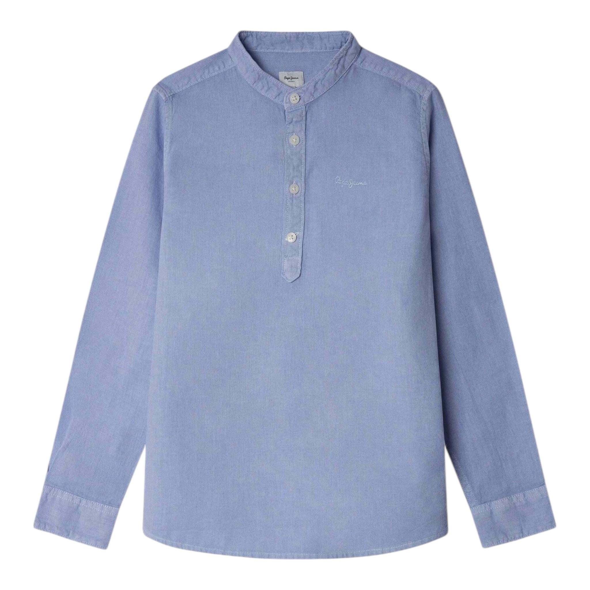 Pepe Jeans Camicia Manica Lunga Tinta Unita con Collo Coreano per Bambino PB302703 AZZURRO PEPE JEANS 