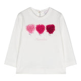 Monnalisa Shirt Girocollo Tinta Unita con Applicazioni per Neonata 39D601 BIANCO MONNALISA 