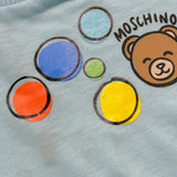 Moschino T-Shirt Girocollo Tinta Unita con Stampa per Neonato M5M047 AZZURRO MOSCHINO 