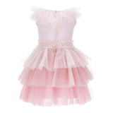 Monnalisa Abito Giromanica Tinta Unita con Tulle per Bambina 17E900 ROSA MONNALISA 