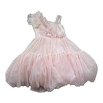 Monnalisa Abito Tinta Unita con Tulle per Bambina 719903 ROSA MONNALISA 