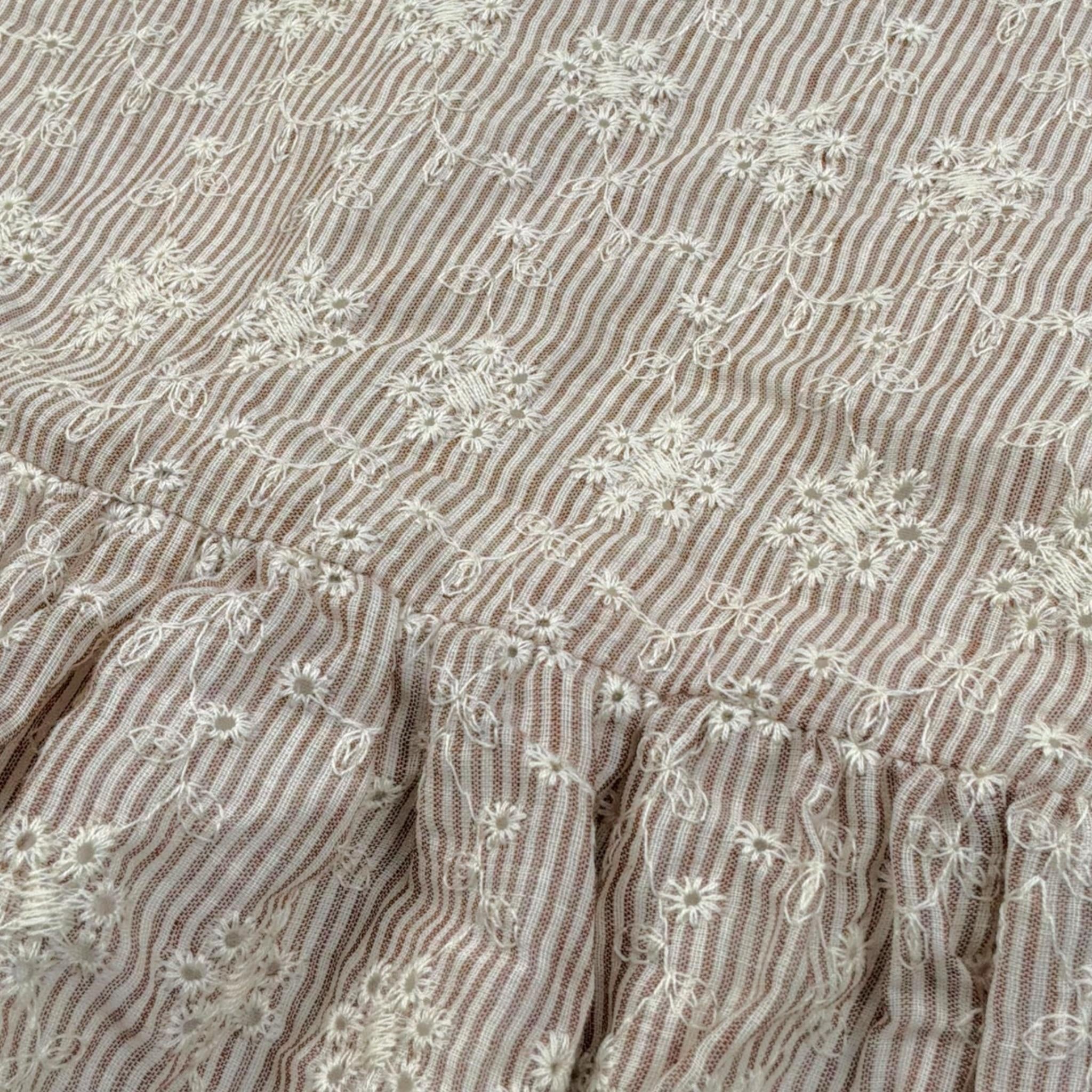 Lalalu' Abito tinta unita con Fantasia A Righe Bianco per Bambina VTL70PB BIANCO LALALU' 