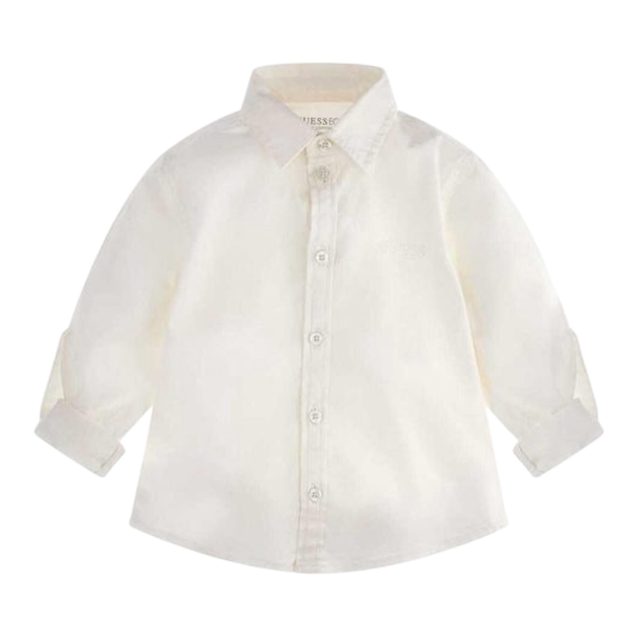 Guess Camicia Tinta Unita con Logo per Neonato N3YH04WE5W0 BIANCO GUESS 