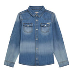 Guess Camicia In Denim Tinta Unita Manica Lunga per Bambino L5RH05D5K80 AZZURRO GUESS 