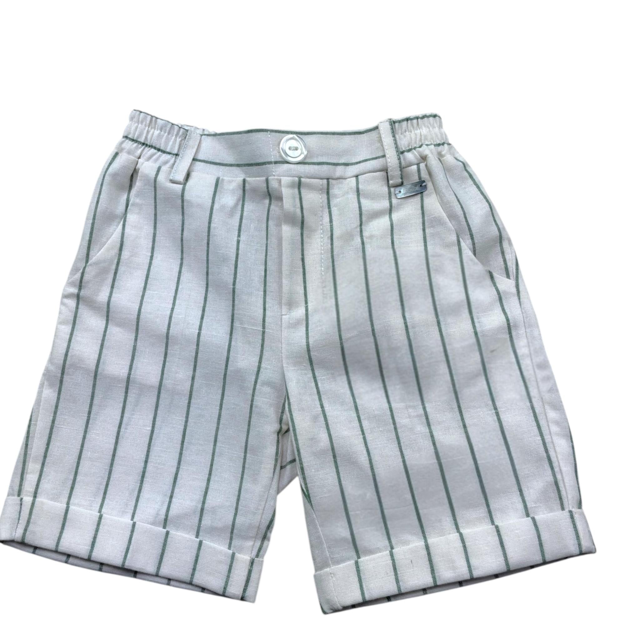 Le Bebe' Bermuda Tinta Unita con Elastico In Vita E Fantasia A Righe per Neonato LBB5343 BIANCO LE BEBE' 