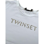 Twinset T-Shirt Girocollo Tinta Unita con Stampa per Bambina 251GJ2484X BIANCO TWINSET 