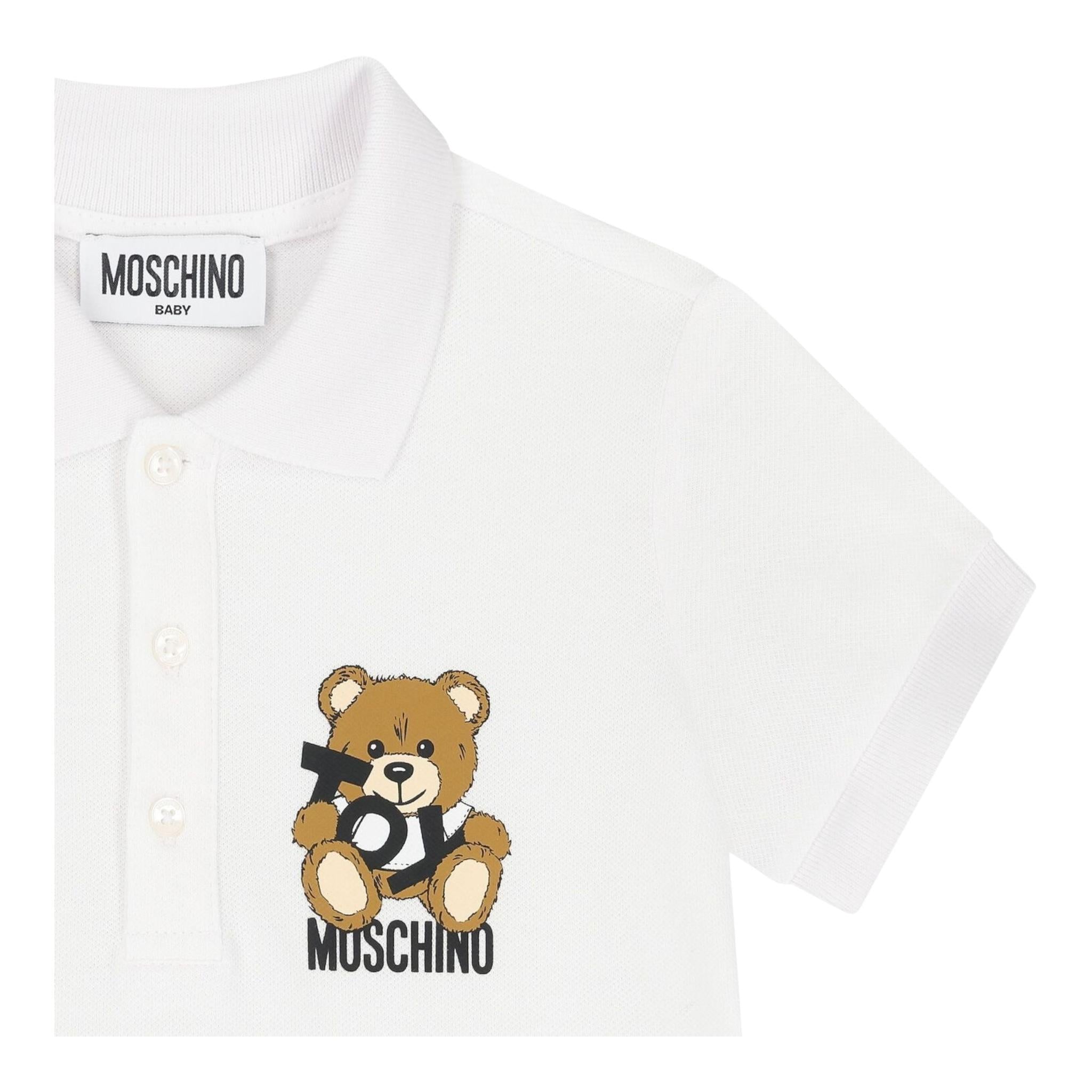 Moschino Polo Mezza Manica Tinta Unita con Stampa per Neonato M9M01P BIANCO MOSCHINO 