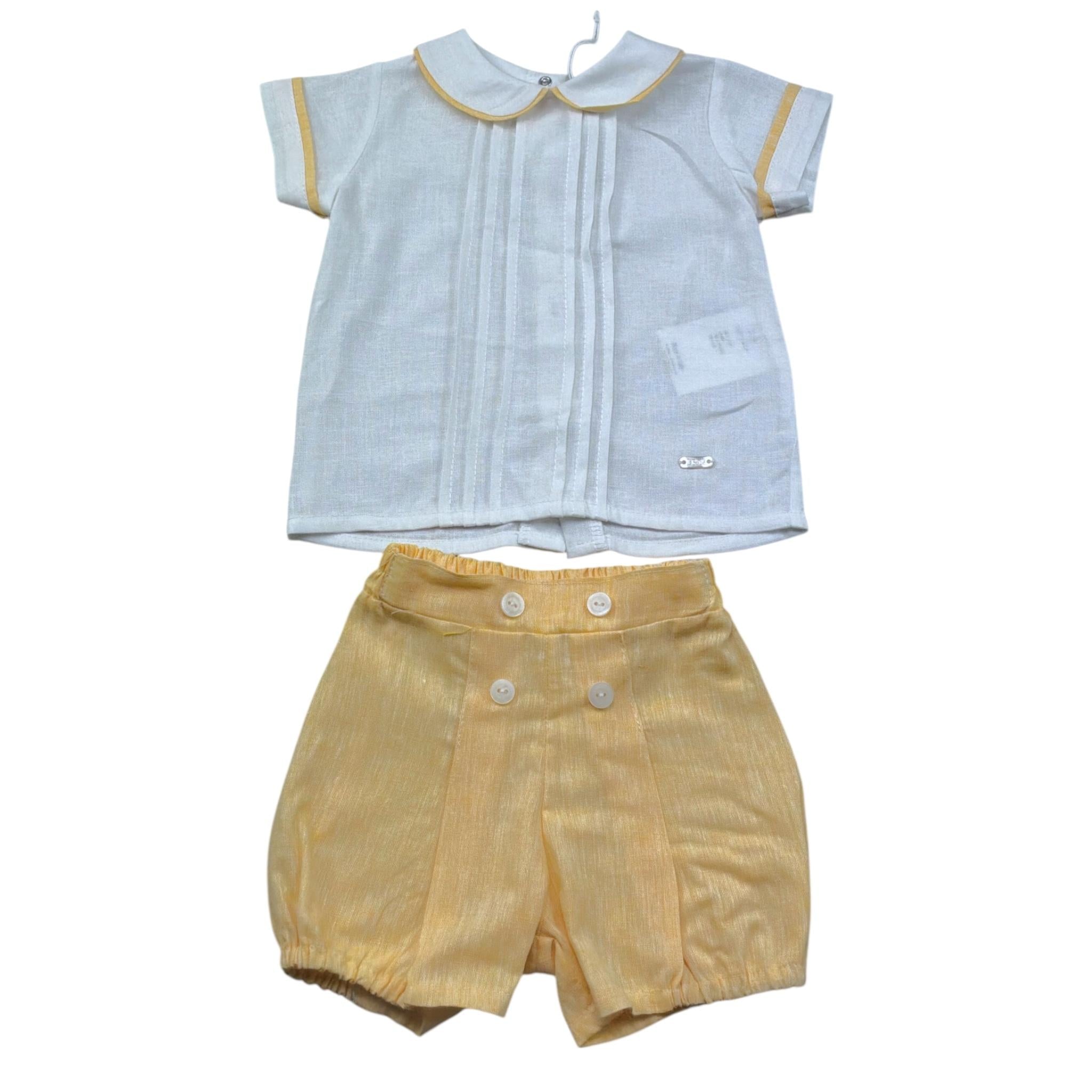 Le Bebe' Completo 2 Pezzi Bermuda--Camicia Bicolore per Neonato LBB5410 BIANCO/GIALLO LE BEBE' 