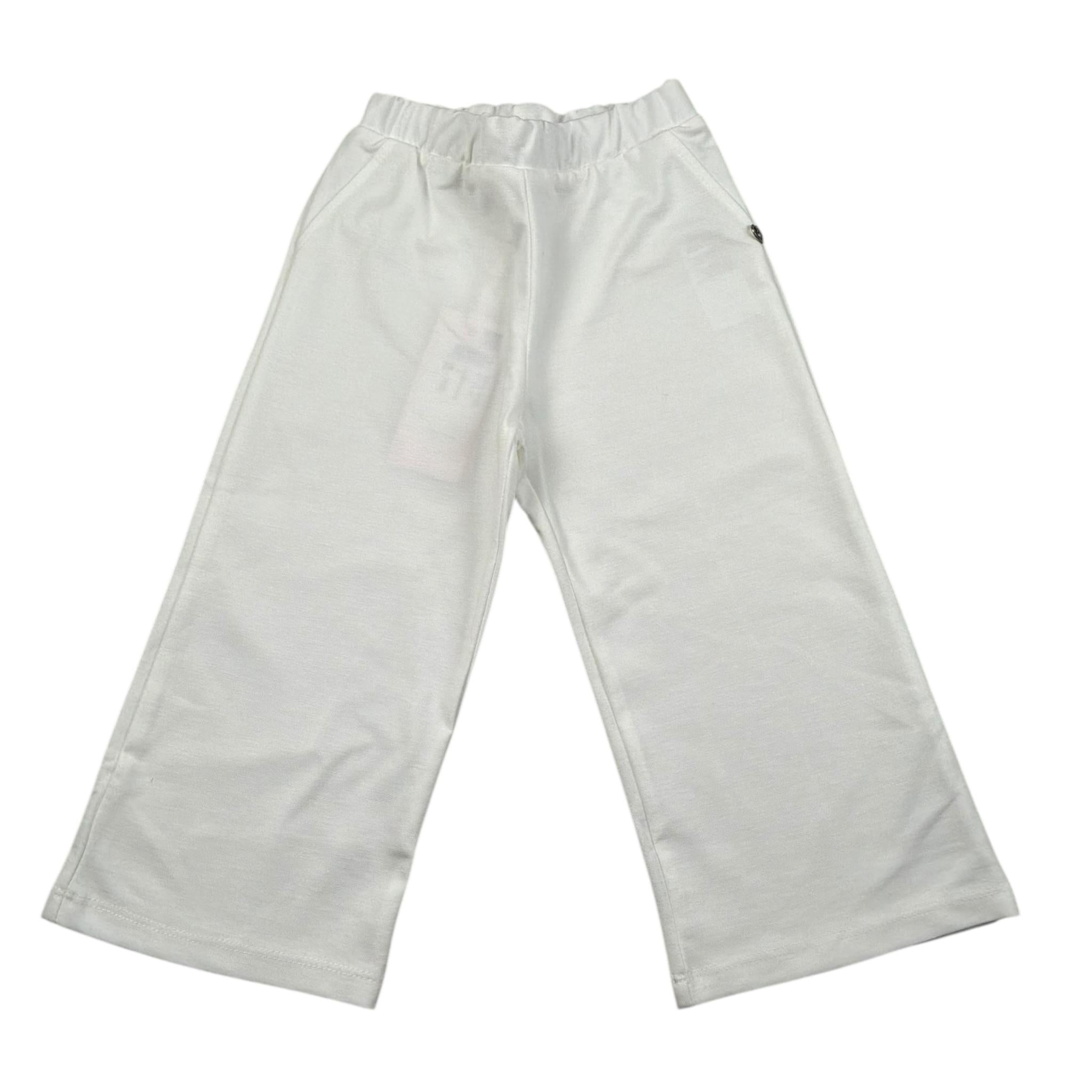 Please Pantalone Tinta Unita con Elastico In Vita per Bambina PE51172G73J PANNA PLEASE 