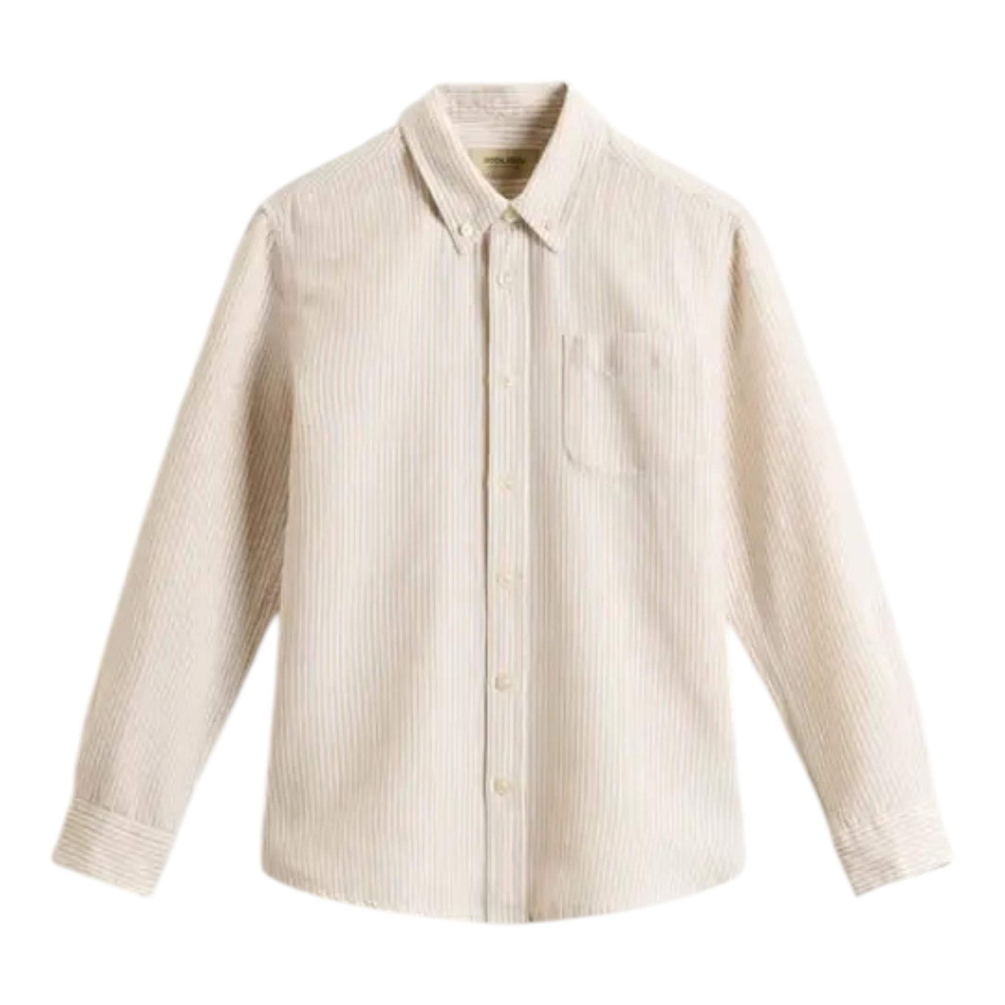 Woolrich Camicia Tinta Unita con Fantasia A Righe per Bambino CFWKSI0068 BEIGE WOOLRICH 